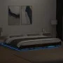 Bed frame with LED lights smoked oak wood 180x200 cm by vidaXL, Beds and slatted bases - Ref: Foro24-3281081, Price: 214,94 €...