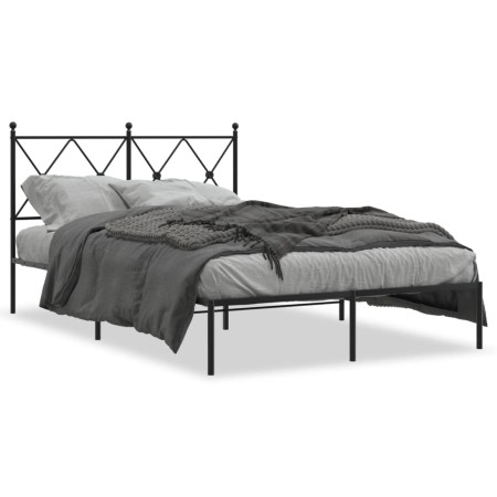 Estructura de cama con cabecero metal negro 120x190 cm de vidaXL, Camas y somieres - Ref: Foro24-376499, Precio: 107,07 €, De...