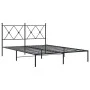 Bed frame with black metal headboard 135x190 cm by vidaXL, Beds and slatted bases - Ref: Foro24-376501, Price: 87,02 €, Disco...