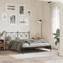 Bed frame with black metal headboard 135x190 cm by vidaXL, Beds and slatted bases - Ref: Foro24-376501, Price: 87,02 €, Disco...