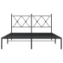 Bed frame with black metal headboard 135x190 cm by vidaXL, Beds and slatted bases - Ref: Foro24-376501, Price: 88,14 €, Disco...