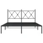 Bed frame with black metal headboard 135x190 cm by vidaXL, Beds and slatted bases - Ref: Foro24-376501, Price: 87,02 €, Disco...
