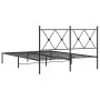 Bed frame with black metal headboard 135x190 cm by vidaXL, Beds and slatted bases - Ref: Foro24-376501, Price: 87,02 €, Disco...