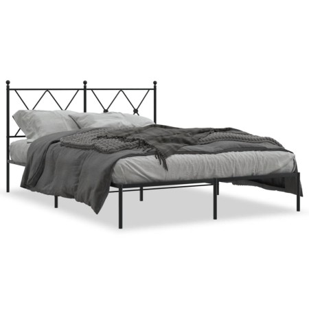Bettgestell mit schwarzem Metallkopfteil 140x200 cm von vidaXL, Betten und Lattenroste - Ref: Foro24-376503, Preis: 114,65 €,...