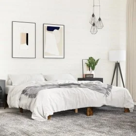 Engineered wood bed frame metal smoked oak 200x200cm by vidaXL, Beds and slatted bases - Ref: Foro24-3280219, Price: 129,39 €...