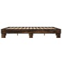 Bettgestell aus Holzwerkstoff, Metall, geräucherte Eiche, 200 x 200 cm von vidaXL, Betten und Lattenroste - Ref: Foro24-32802...