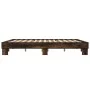 Engineered wood bed frame metal smoked oak 200x200cm by vidaXL, Beds and slatted bases - Ref: Foro24-3280219, Price: 129,37 €...