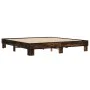 Engineered wood bed frame metal smoked oak 200x200cm by vidaXL, Beds and slatted bases - Ref: Foro24-3280219, Price: 129,37 €...
