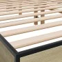 Sonoma oak metal engineered wood bed frame 150x200 cm by vidaXL, Beds and slatted bases - Ref: Foro24-3280233, Price: 121,24 ...