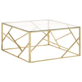 Mesa de centro dorada acero inoxidable y vidrio templado