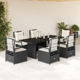 7-piece garden dining set and black synthetic rattan cushions by vidaXL, Garden sets - Ref: Foro24-3262922, Price: 717,18 €, ...