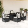 7-teiliges Garten-Essset und schwarze Kissen aus synthetischem Rattan von vidaXL, Gartensets - Ref: Foro24-3262922, Preis: 72...