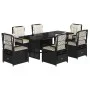 7-piece garden dining set and black synthetic rattan cushions by vidaXL, Garden sets - Ref: Foro24-3262922, Price: 717,09 €, ...