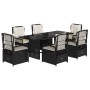 7-teiliges Garten-Essset und schwarze Kissen aus synthetischem Rattan von vidaXL, Gartensets - Ref: Foro24-3262922, Preis: 72...