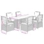 Set de comedor de jardín 7 pzas y cojines ratán sintético negro