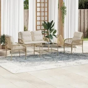 Juego de sofás jardín con cojines 4 pzas ratán sintético beige by vidaXL, Garden sets - Ref: Foro24-368730, Price: 361,20 €, ...