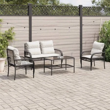 4-piece garden sofa set with black synthetic rattan cushions by vidaXL, Garden sets - Ref: Foro24-368726, Price: 352,90 €, Di...