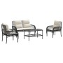 4-piece garden sofa set with black synthetic rattan cushions by vidaXL, Garden sets - Ref: Foro24-368726, Price: 250,25 €, Di...