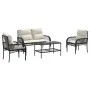 4-piece garden sofa set with black synthetic rattan cushions by vidaXL, Garden sets - Ref: Foro24-368726, Price: 352,90 €, Di...