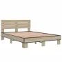 Sonoma oak metal engineered wood bed frame 135x190 cm by vidaXL, Beds and slatted bases - Ref: Foro24-3280163, Price: 137,38 ...