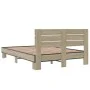 Sonoma oak metal engineered wood bed frame 135x190 cm by vidaXL, Beds and slatted bases - Ref: Foro24-3280163, Price: 137,38 ...