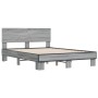 Sonoma gray metal engineered wood bed frame 135x190 cm by vidaXL, Beds and slatted bases - Ref: Foro24-3280210, Price: 145,22...