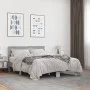 Sonoma gray metal engineered wood bed frame 135x190 cm by vidaXL, Beds and slatted bases - Ref: Foro24-3280210, Price: 143,43...