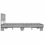 Sonoma gray metal engineered wood bed frame 135x190 cm by vidaXL, Beds and slatted bases - Ref: Foro24-3280210, Price: 145,22...