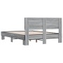 Sonoma gray metal engineered wood bed frame 135x190 cm by vidaXL, Beds and slatted bases - Ref: Foro24-3280210, Price: 145,22...
