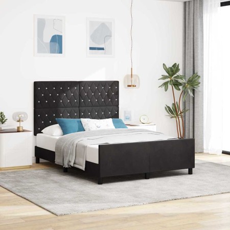 Estructura de cama con cabecera Negro 140 x 200 cm Terciopelo