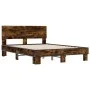 Engineered wood bed frame metal smoked oak 140x200cm by vidaXL, Beds and slatted bases - Ref: Foro24-3280194, Price: 143,40 €...