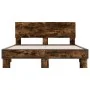 Engineered wood bed frame metal smoked oak 140x200cm by vidaXL, Beds and slatted bases - Ref: Foro24-3280194, Price: 143,40 €...