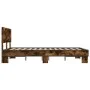 Engineered wood bed frame metal smoked oak 140x200cm by vidaXL, Beds and slatted bases - Ref: Foro24-3280194, Price: 143,40 €...