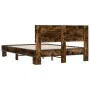 Engineered wood bed frame metal smoked oak 140x200cm by vidaXL, Beds and slatted bases - Ref: Foro24-3280194, Price: 143,40 €...