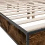Engineered wood bed frame metal smoked oak 140x200cm by vidaXL, Beds and slatted bases - Ref: Foro24-3280194, Price: 143,40 €...