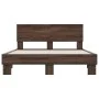 Engineered wood bed frame oak brown metal 140x200 cm by vidaXL, Beds and slatted bases - Ref: Foro24-3280196, Price: 146,56 €...
