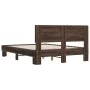 Engineered wood bed frame oak brown metal 140x200 cm by vidaXL, Beds and slatted bases - Ref: Foro24-3280196, Price: 146,56 €...