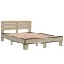 Estructura cama madera ingeniería metal roble Sonoma 140x190 cm de vidaXL, Camas y somieres - Ref: Foro24-3280168, Precio: 14...