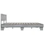 Sonoma gray metal engineered wood bed frame 200x200 cm by vidaXL, Beds and slatted bases - Ref: Foro24-3280175, Price: 162,07...