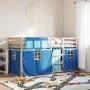 Litera con cortinas madera maciza de pino azul 90x200 cm de vidaXL, Camas y somieres - Ref: Foro24-3283929, Precio: 178,39 €,...