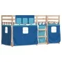 Bunk bed with curtains solid blue pine wood 80x200 cm by vidaXL, Beds and slatted bases - Ref: Foro24-3283899, Price: 152,11 ...