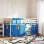 Bunk bed with curtains solid blue pine wood 80x200 cm by vidaXL, Beds and slatted bases - Ref: Foro24-3283899, Price: 152,11 ...