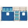 Bunk bed with curtains solid blue pine wood 80x200 cm by vidaXL, Beds and slatted bases - Ref: Foro24-3283899, Price: 152,11 ...