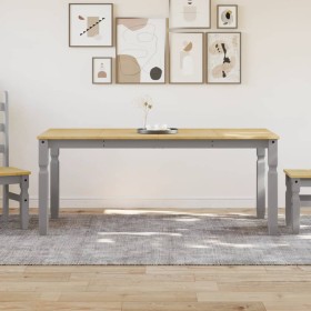Mesa de comedor Corona madera maciza de pino gris 180x90x75 cm de vidaXL, Mesas de cocina y de comedor - Ref: Foro24-4005721,...