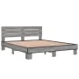 Sonoma gray metal engineered wood bed frame 160x200 cm by vidaXL, Beds and slatted bases - Ref: Foro24-3280140, Price: 150,68...