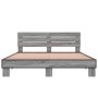 Sonoma-graues Metall-Holzwerkstoff-Bettgestell, 160 x 200 cm von vidaXL, Betten und Lattenroste - Ref: Foro24-3280140, Preis:...