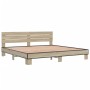 Sonoma oak metal engineered wood bed frame 200x200 cm by vidaXL, Beds and slatted bases - Ref: Foro24-3280128, Price: 159,09 ...