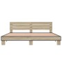 Sonoma oak metal engineered wood bed frame 200x200 cm by vidaXL, Beds and slatted bases - Ref: Foro24-3280128, Price: 159,09 ...