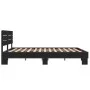 Engineered wood and black metal bed frame 160x200cm by vidaXL, Beds and slatted bases - Ref: Foro24-3280137, Price: 151,58 €,...