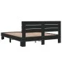 Engineered wood and black metal bed frame 160x200cm by vidaXL, Beds and slatted bases - Ref: Foro24-3280137, Price: 151,58 €,...